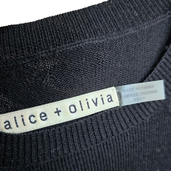 Alice + Olivia All Over Bow Wool Embellished Knit Pullover Sweater‎ - Picture 5 of 7